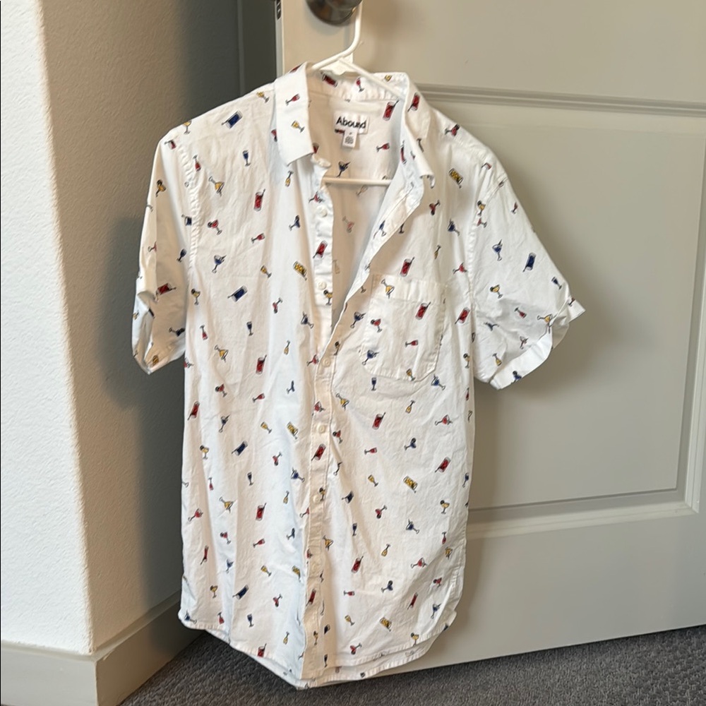 Abound White Casual Button Down Shirt with Pattern